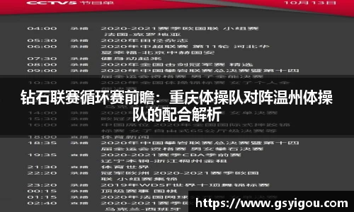 钻石联赛循环赛前瞻：重庆体操队对阵温州体操队的配合解析